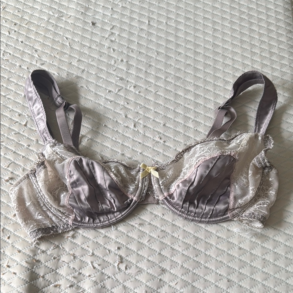 Gray Lacey Bra with Adjustable Straps and Underwire